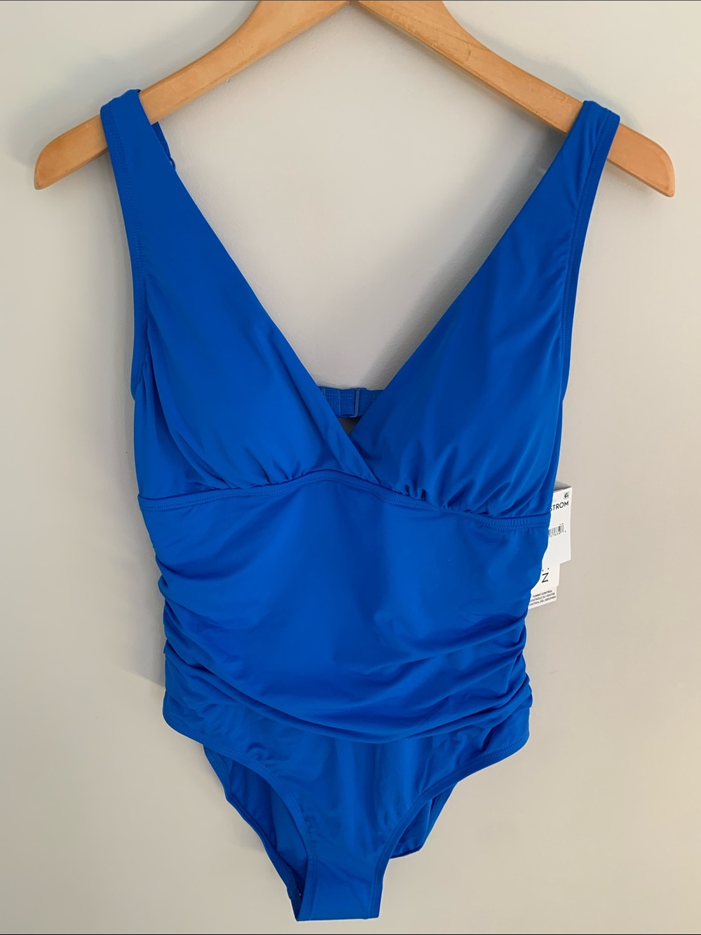Nordstrom Jantzen Bess One Piece Surplice Tummy Control Swimsuit Blue Size 8 NWT